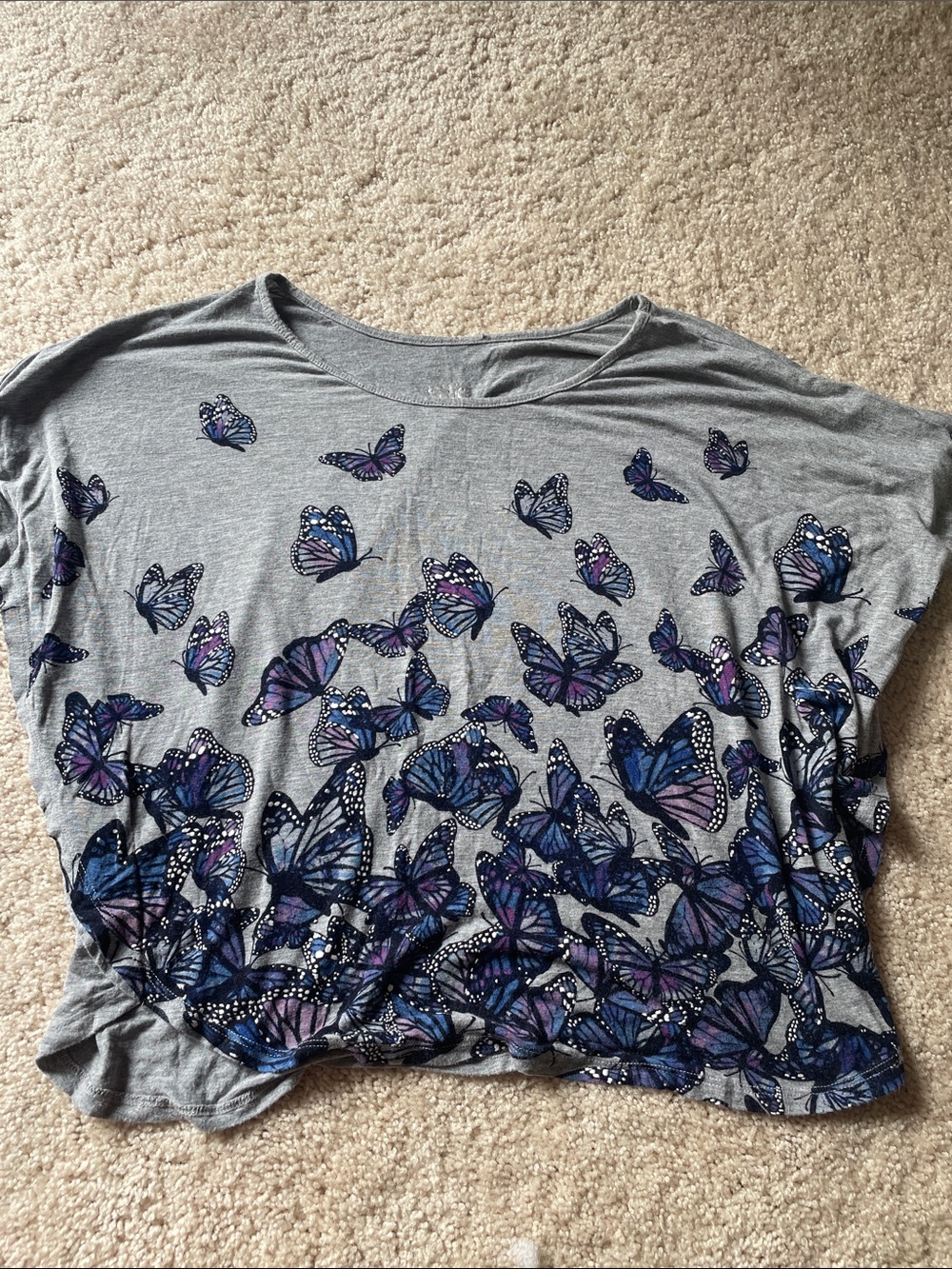 Butterfly Print Justice Tee - Purple & Blue Motif